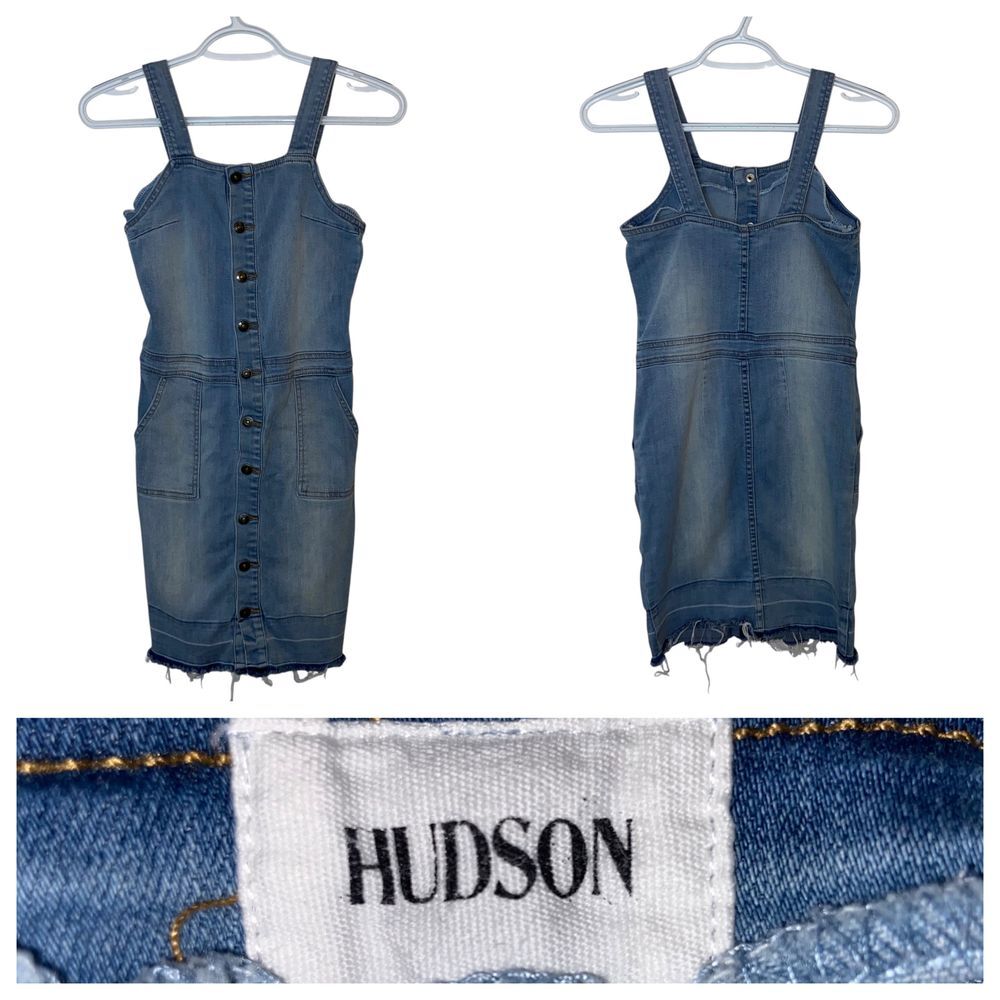 Hudson‎ Girl Kelly Skirtall Blue Denim Button Front Raw Hem Casual Kids Large